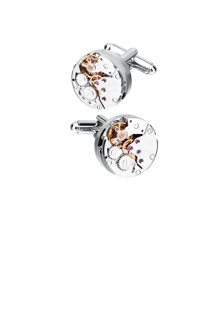 Fashion High-end Watch Movement Geometric Round Cufflinks