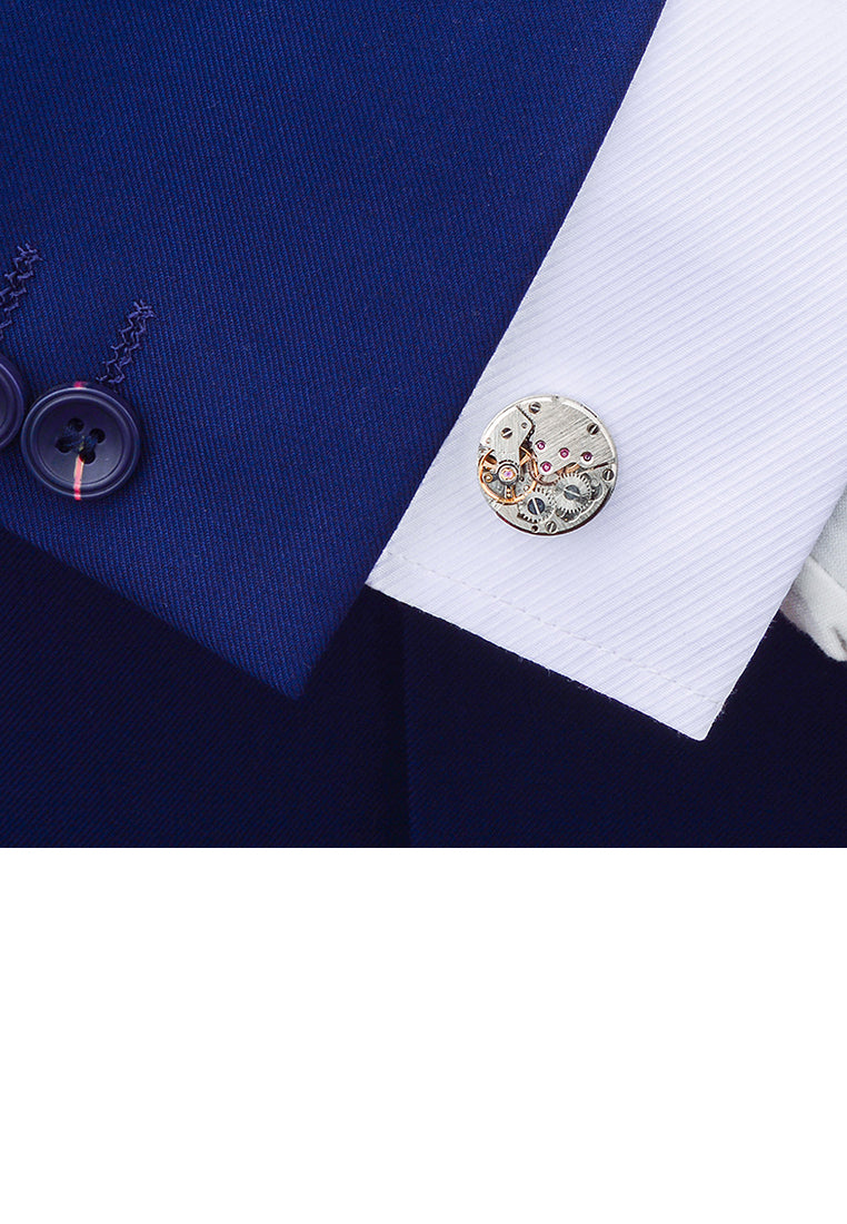 Fashion High-end Watch Movement Geometric Round Cufflinks
