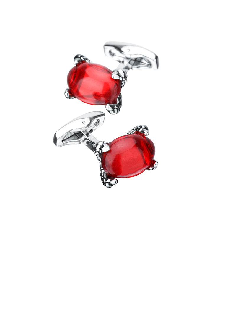 Fashion Elegant Geometric Oval Red Cubic Zirconia Cufflinks - Luxurious Look - Vibrant Color
