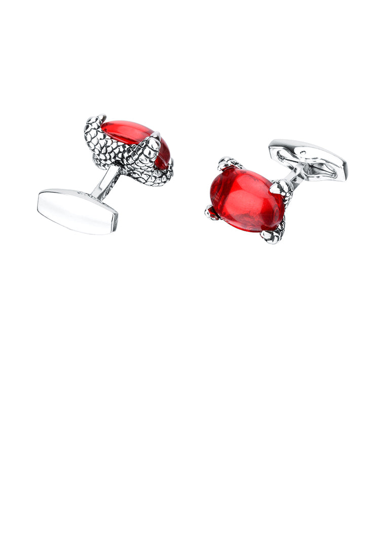 Fashion Elegant Geometric Oval Red Cubic Zirconia Cufflinks - Luxurious Look - Vibrant Color