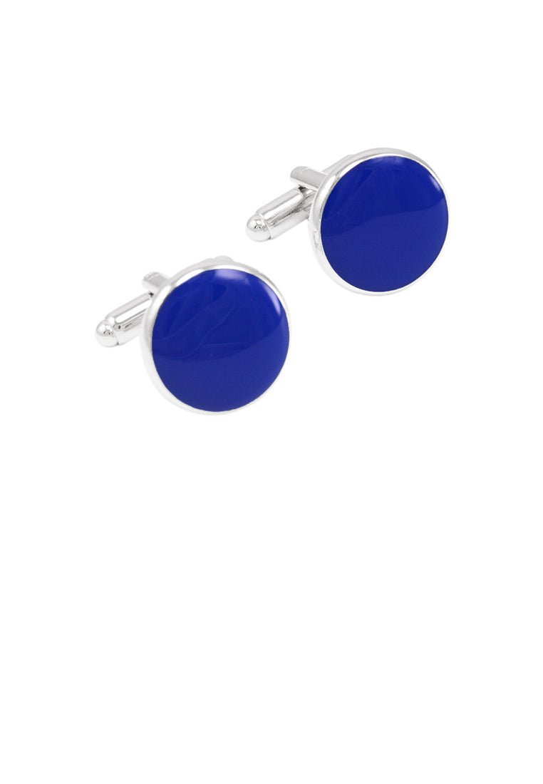 Simple Fashion Blue Geometric Round Cufflinks