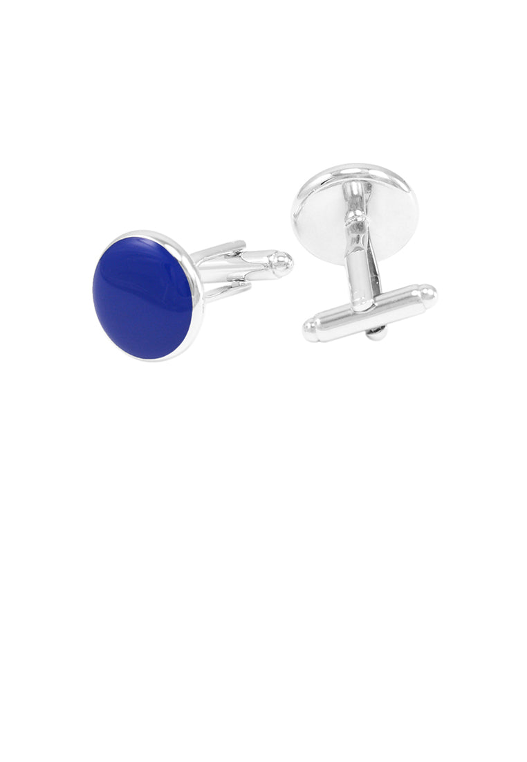 Simple Fashion Blue Geometric Round Cufflinks