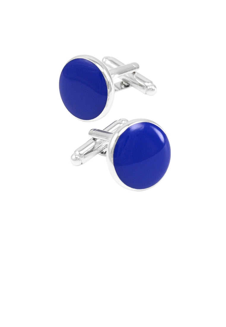 Simple Fashion Blue Geometric Round Cufflinks