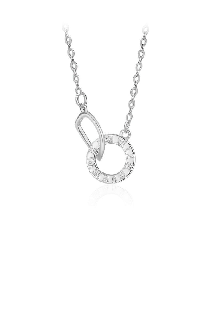 925 Sterling Silver Fashion Simple Roman Numeral Circle Alphabet D Pendant with Necklace