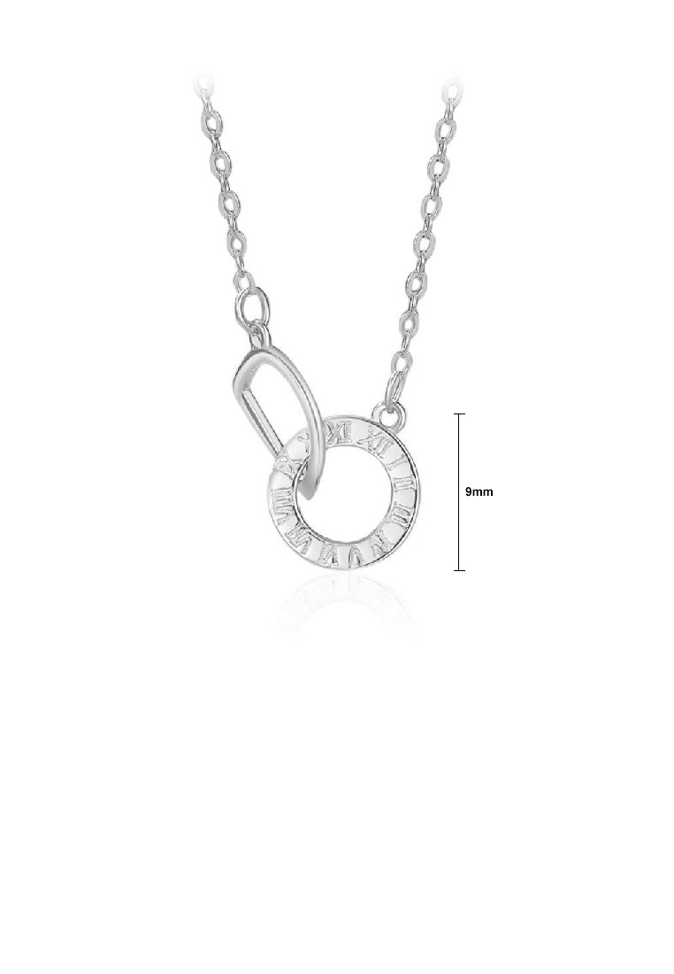 925 Sterling Silver Fashion Simple Roman Numeral Circle Alphabet D Pendant with Necklace