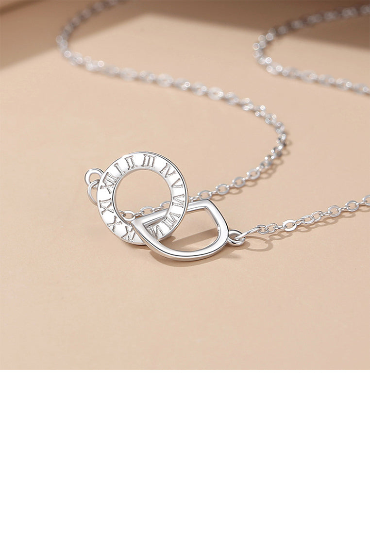 925 Sterling Silver Fashion Simple Roman Numeral Circle Alphabet D Pendant with Necklace