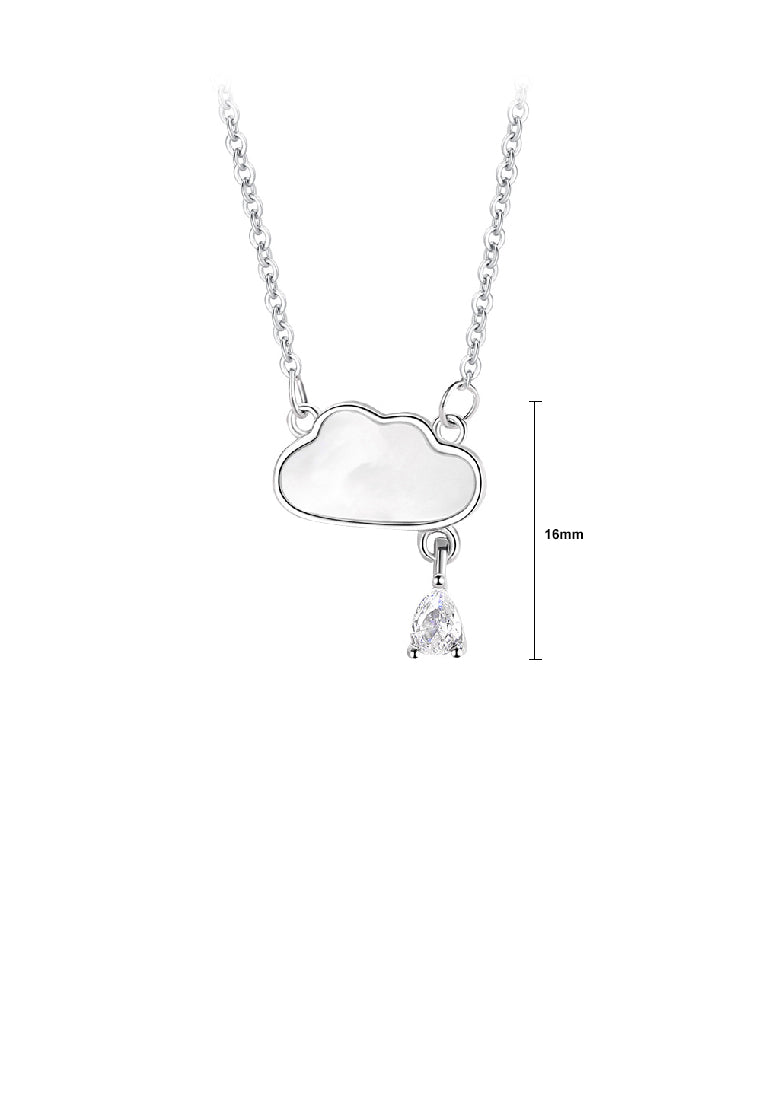 925 Sterling Silver Simple and Elegant Cloud Pendant with Cubic Zirconia and Necklace - Luxurious Look