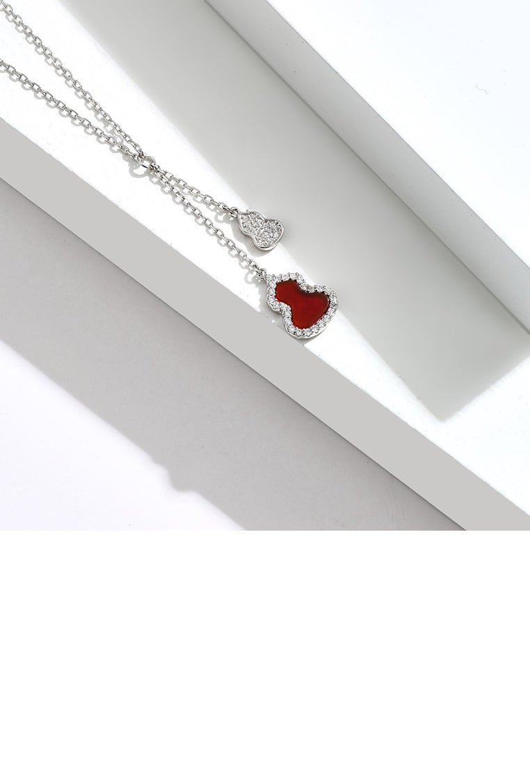 925 Sterling Silver Fashion Simple Gourd Tassel Pendant with Cubic Zirconia and Necklace - Luxurious Look