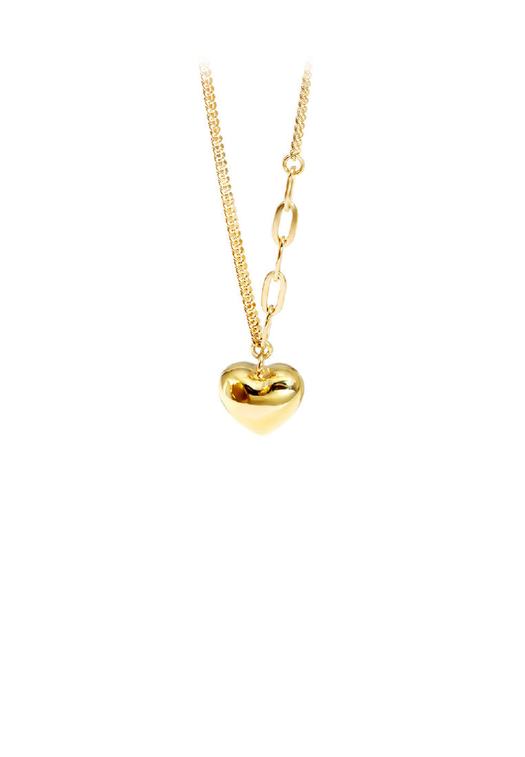 925 Sterling Silver Plated Gold Simple Fashion Heart Pendant with Necklace