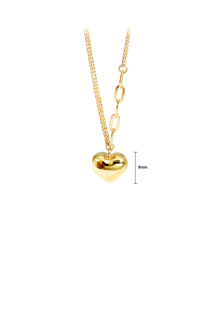 925 Sterling Silver Plated Gold Simple Fashion Heart Pendant with Necklace
