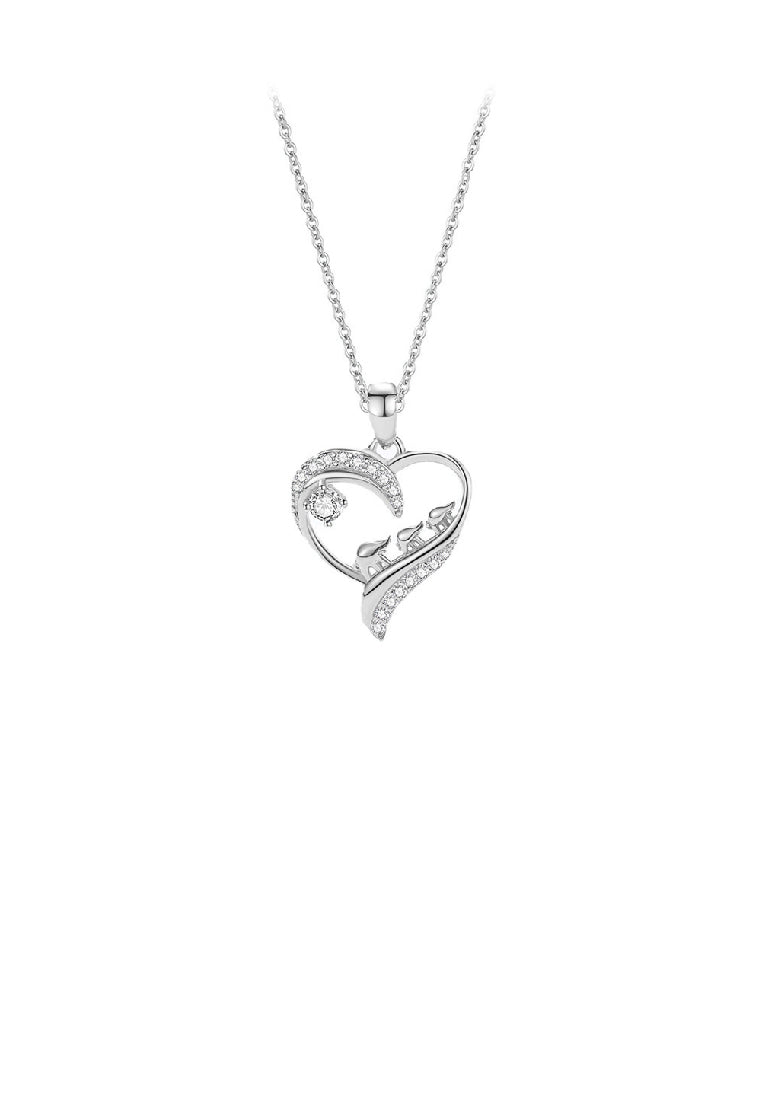 925 Sterling Silver Fashion Simple Elephant Heart Pendant with Cubic Zirconia and Necklace - Luxurious Look