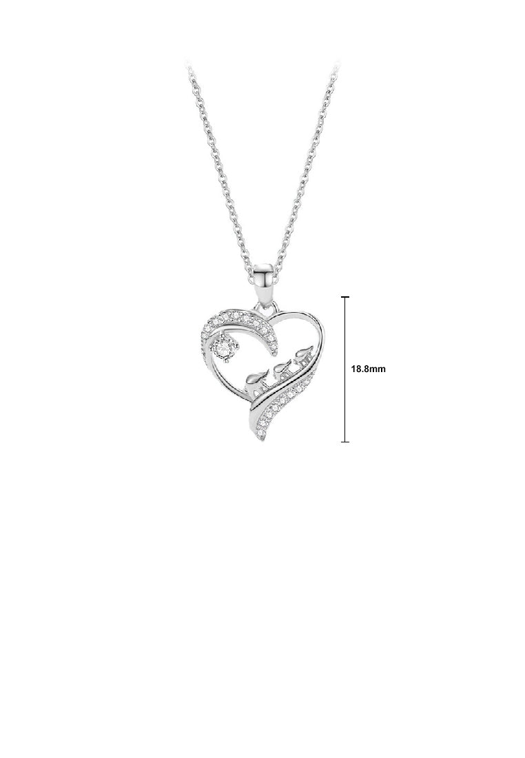 925 Sterling Silver Fashion Simple Elephant Heart Pendant with Cubic Zirconia and Necklace - Luxurious Look