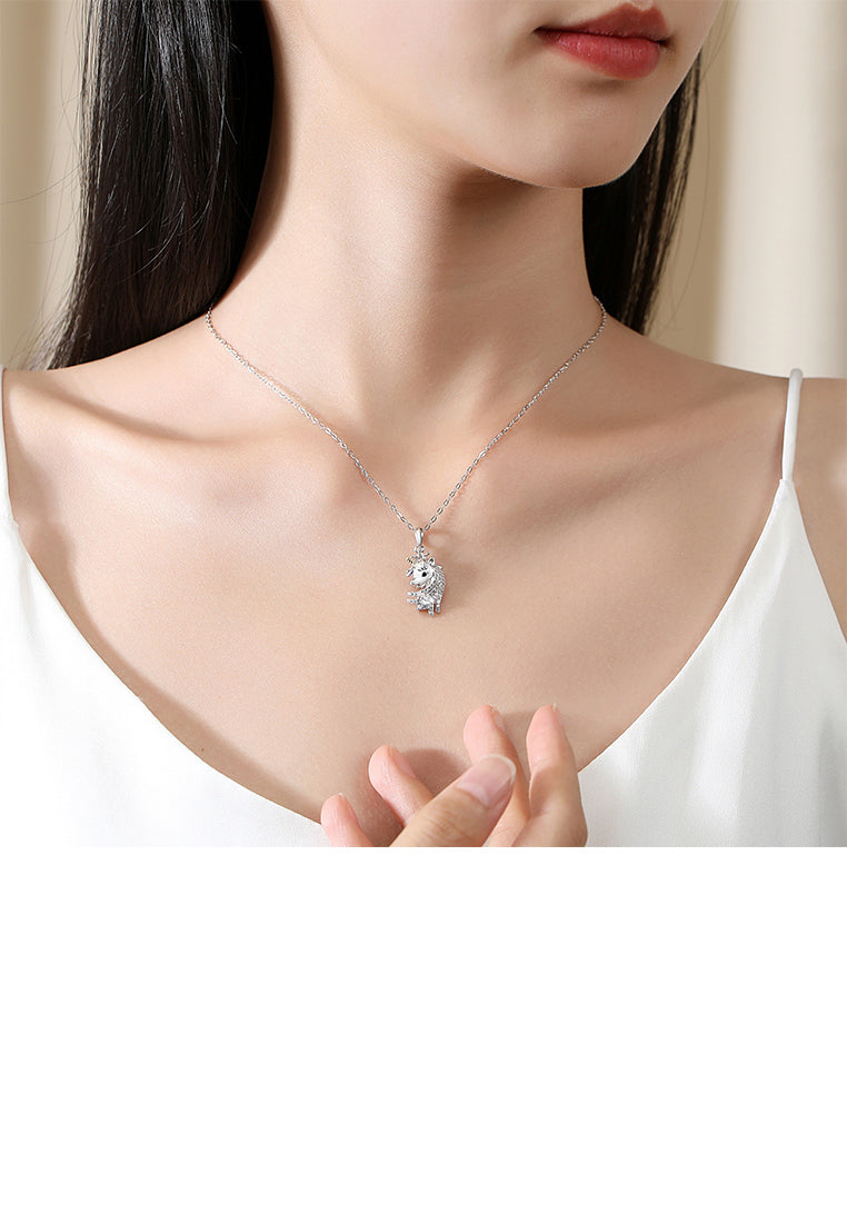 925 Sterling Silver Fashion Creative Unicorn Pendant with Cubic Zirconia and Necklace - Luxurious Look