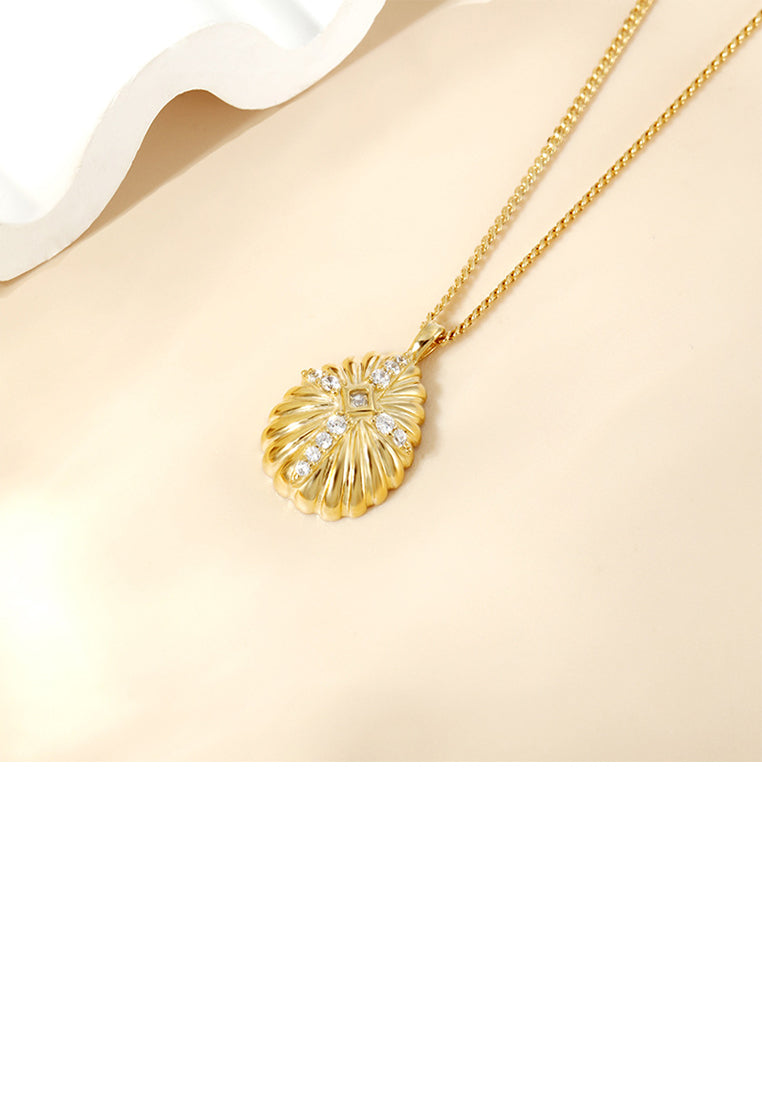 925 Sterling Silver Plated Gold Simple Temperament Water Drop-shaped Geometric Pendant with Cubic Zirconia and Necklace - Luxurious Look