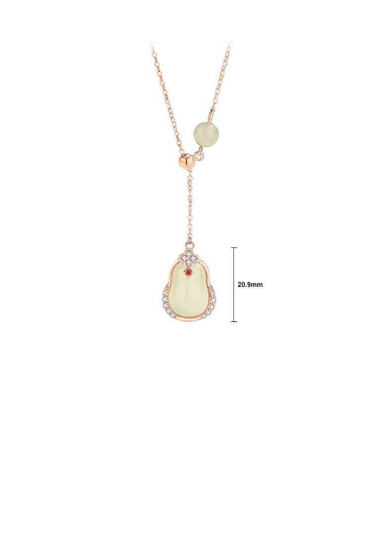 925 Sterling Silver Plated Rose Gold Fashion Temperament Gourd Pendant with Cubic Zirconia and Necklace - Luxurious Look