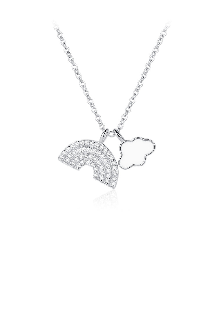 925 Sterling Silver Fashion Creative Cloud Rainbow Pendant with Cubic Zirconia and Necklace - Luxurious Look
