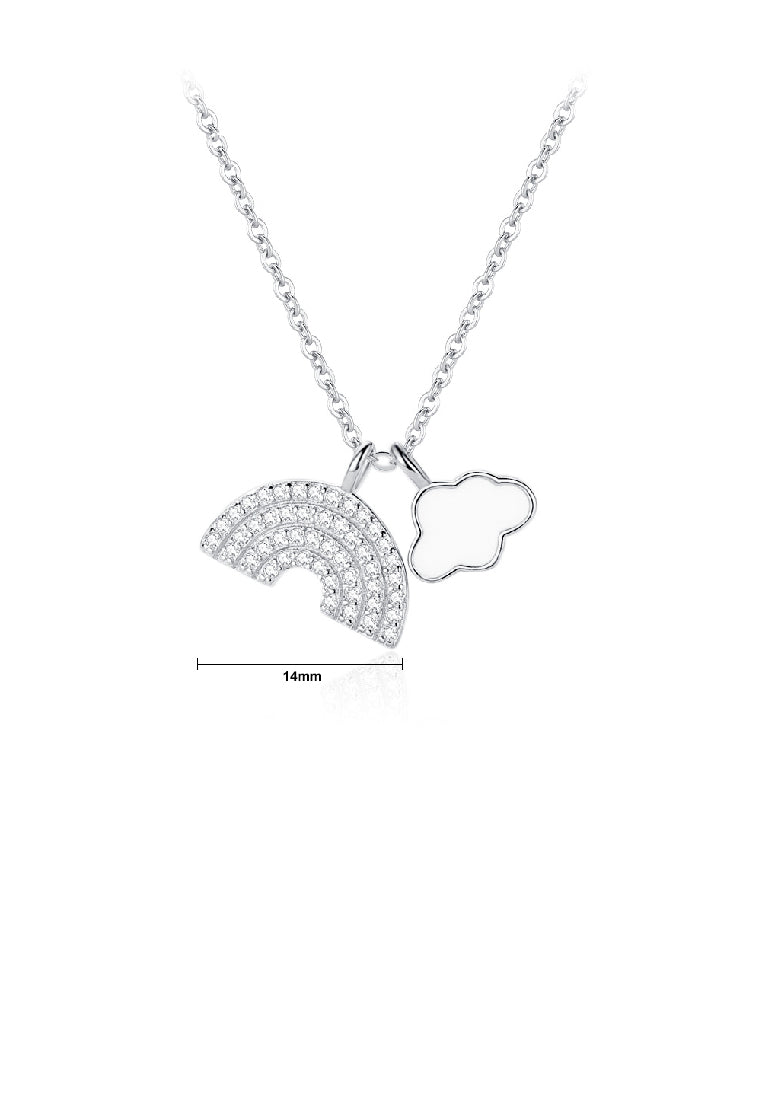 925 Sterling Silver Fashion Creative Cloud Rainbow Pendant with Cubic Zirconia and Necklace - Luxurious Look