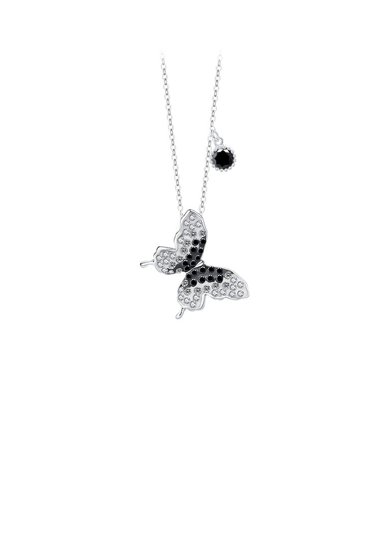 925 Sterling Silver Simple and Fashion Butterfly Pendant with Cubic Zirconia and Necklace - Luxurious Look