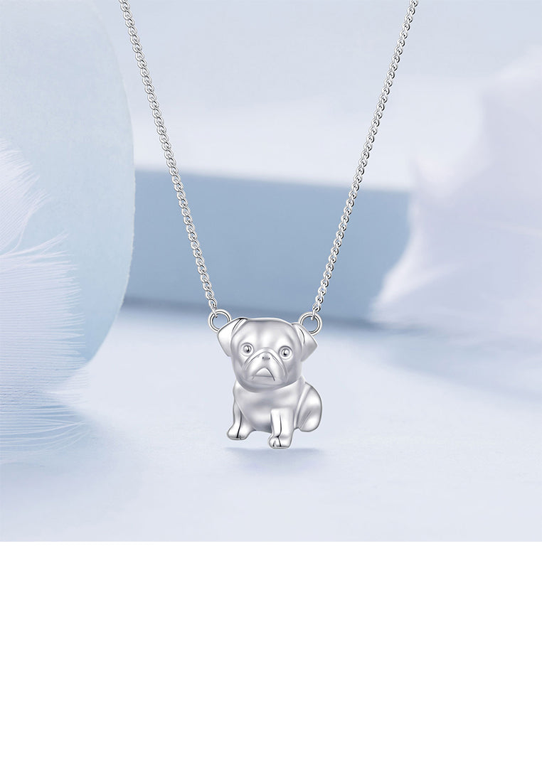 925 Sterling Silver Simple Cute Pet Puppy Pendant with Necklace