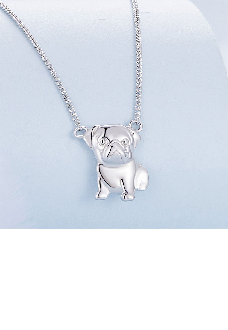 925 Sterling Silver Simple Cute Pet Puppy Pendant with Necklace