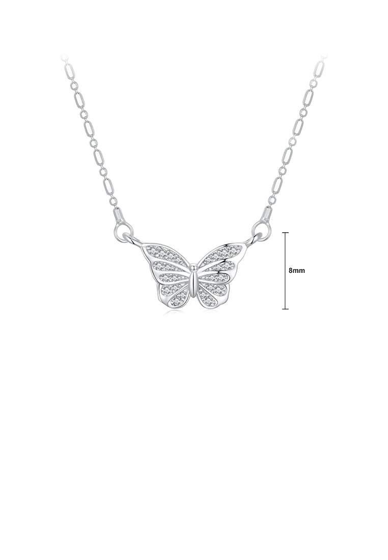925 Sterling Silver Fashion Temperament Butterfly Pendant with Cubic Zirconia and Necklace - Luxurious Look