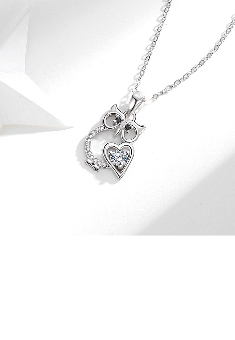 925 Sterling Silver Fashion Temperament Owl Pendant with Cubic Zirconia and Necklace - Luxurious Look