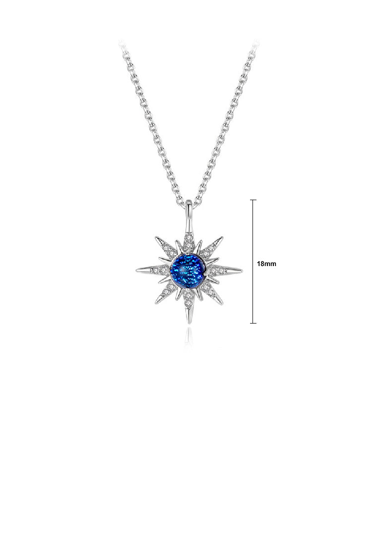 925 Sterling Silver Fashion Temperament Eight-pointed Star Pendant with Cubic Zirconia and Necklace - Luxurious Look