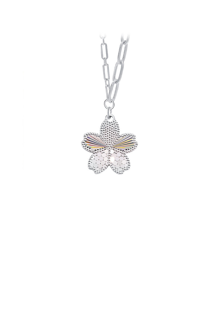 925 Sterling Silver Simple Fashion Flower Pendant with Necklace