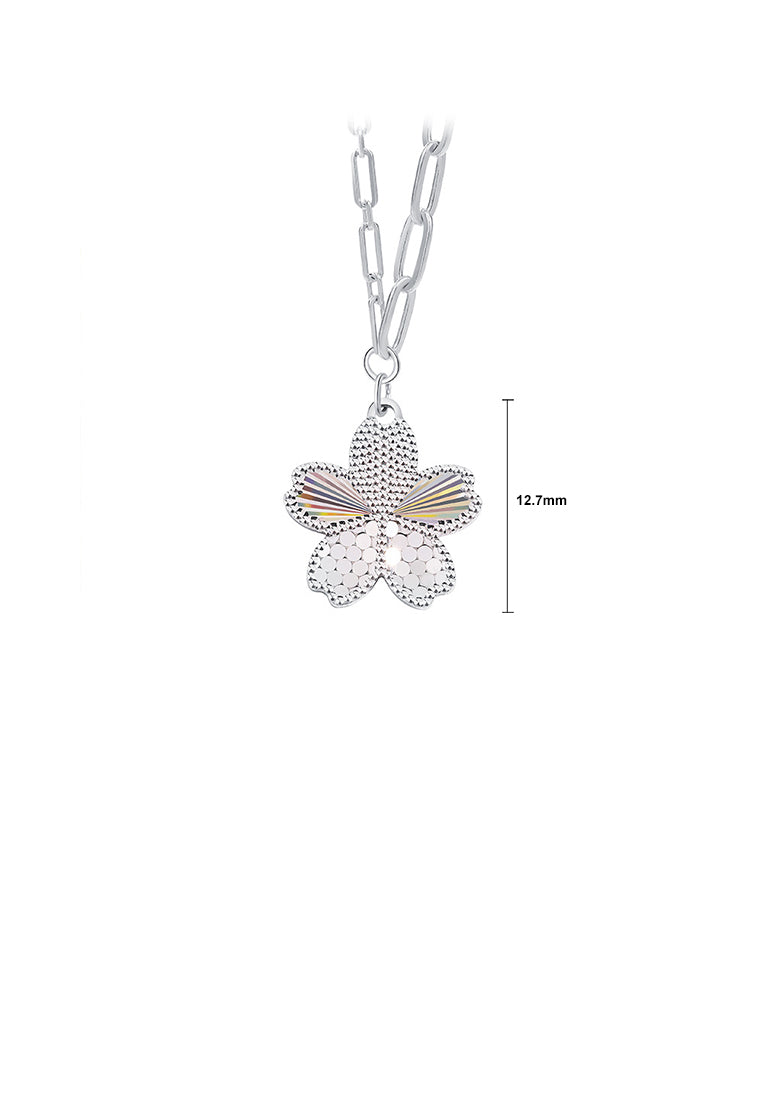 925 Sterling Silver Simple Fashion Flower Pendant with Necklace