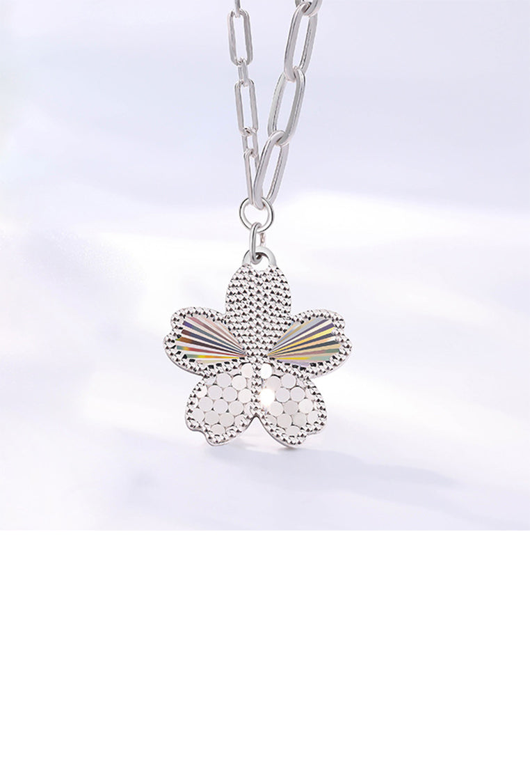 925 Sterling Silver Simple Fashion Flower Pendant with Necklace