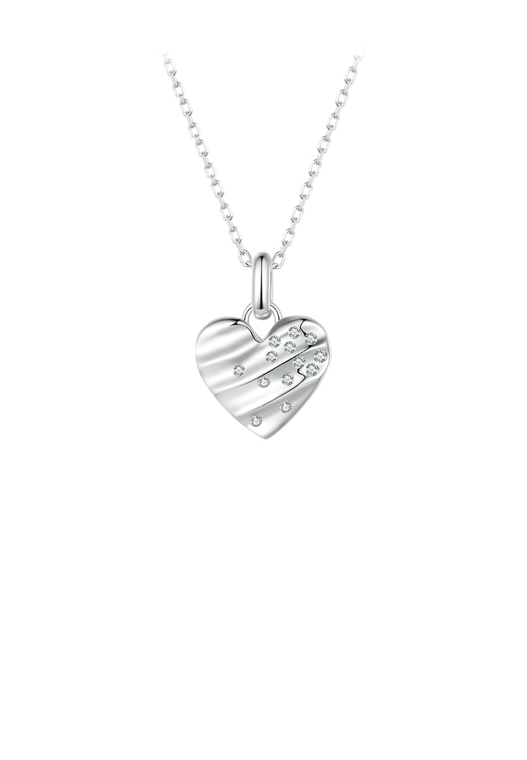 925 Sterling Silver Fashion Simple Heart-shaped Pendant with Cubic Zirconia and Necklace - Luxurious Look