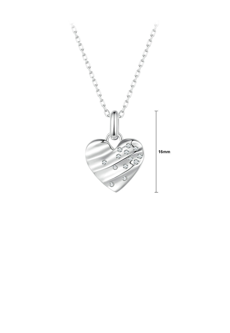 925 Sterling Silver Fashion Simple Heart-shaped Pendant with Cubic Zirconia and Necklace - Luxurious Look