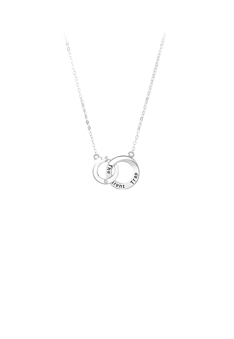 925 Sterling Silver Fashion Simple Geometric Ring Pendant with Cubic Zirconia and Necklace - Luxurious Look