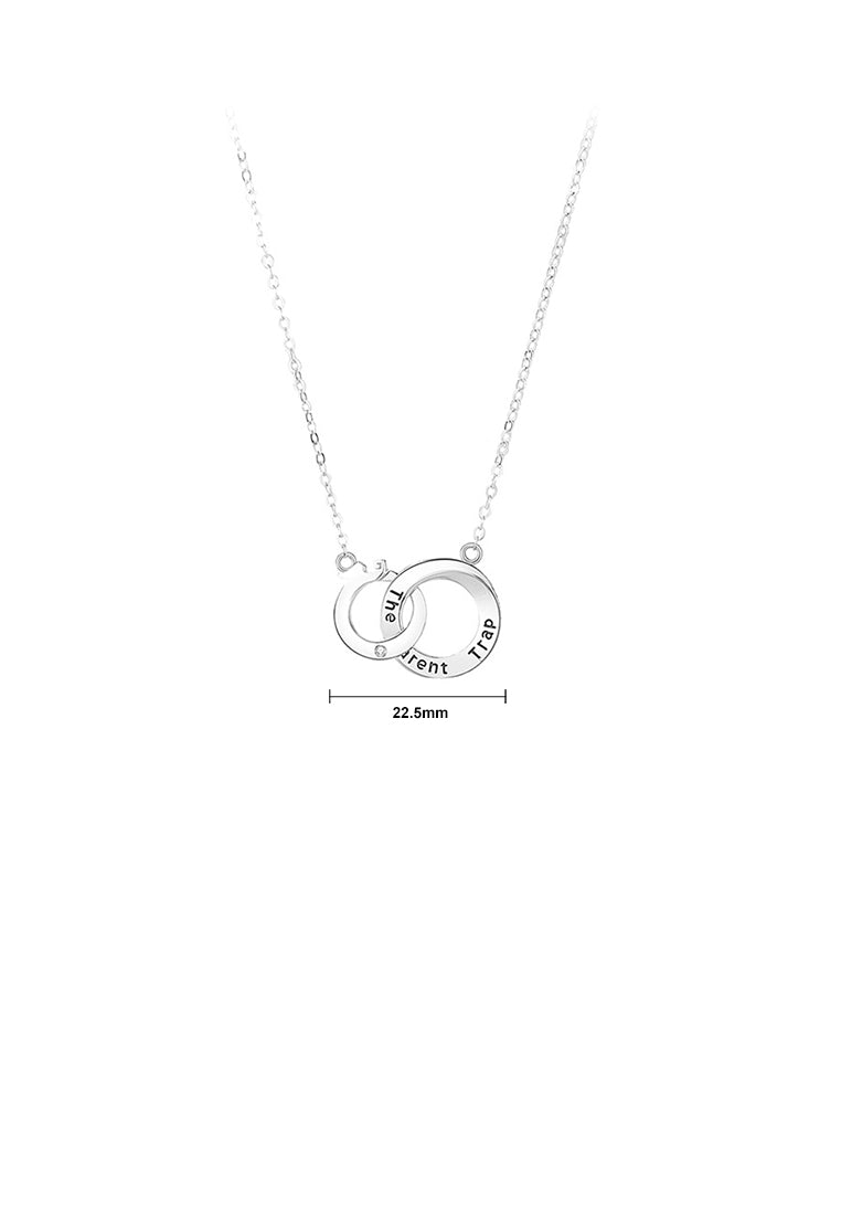 925 Sterling Silver Fashion Simple Geometric Ring Pendant with Cubic Zirconia and Necklace - Luxurious Look