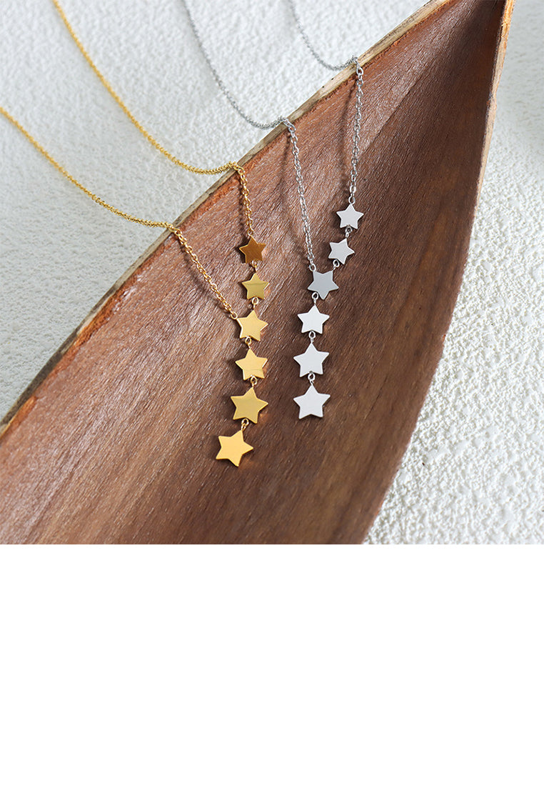 Fashion and Simple 316L Stainless Steel Star Tassel Pendant with Necklace