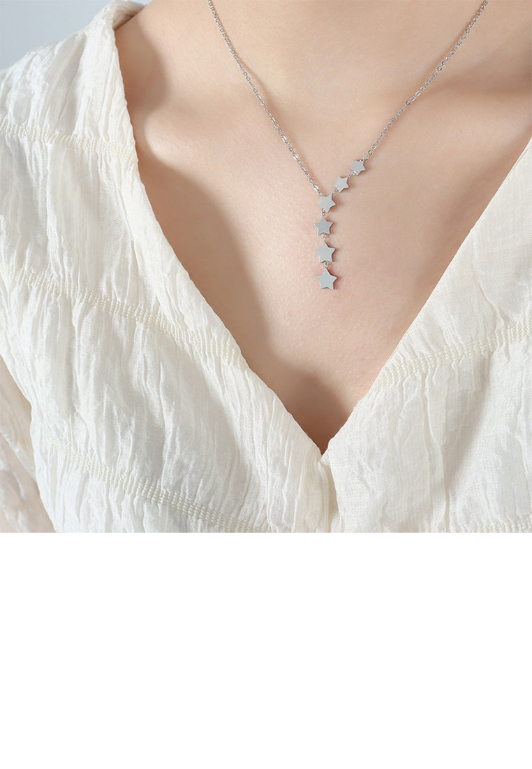 Fashion and Simple 316L Stainless Steel Star Tassel Pendant with Necklace