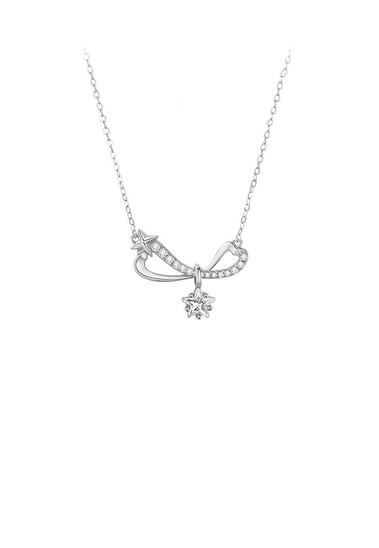 925 Sterling Silver Fashion and Creative Möbius Star Pendant with Cubic Zirconia and Necklace - Luxurious Look