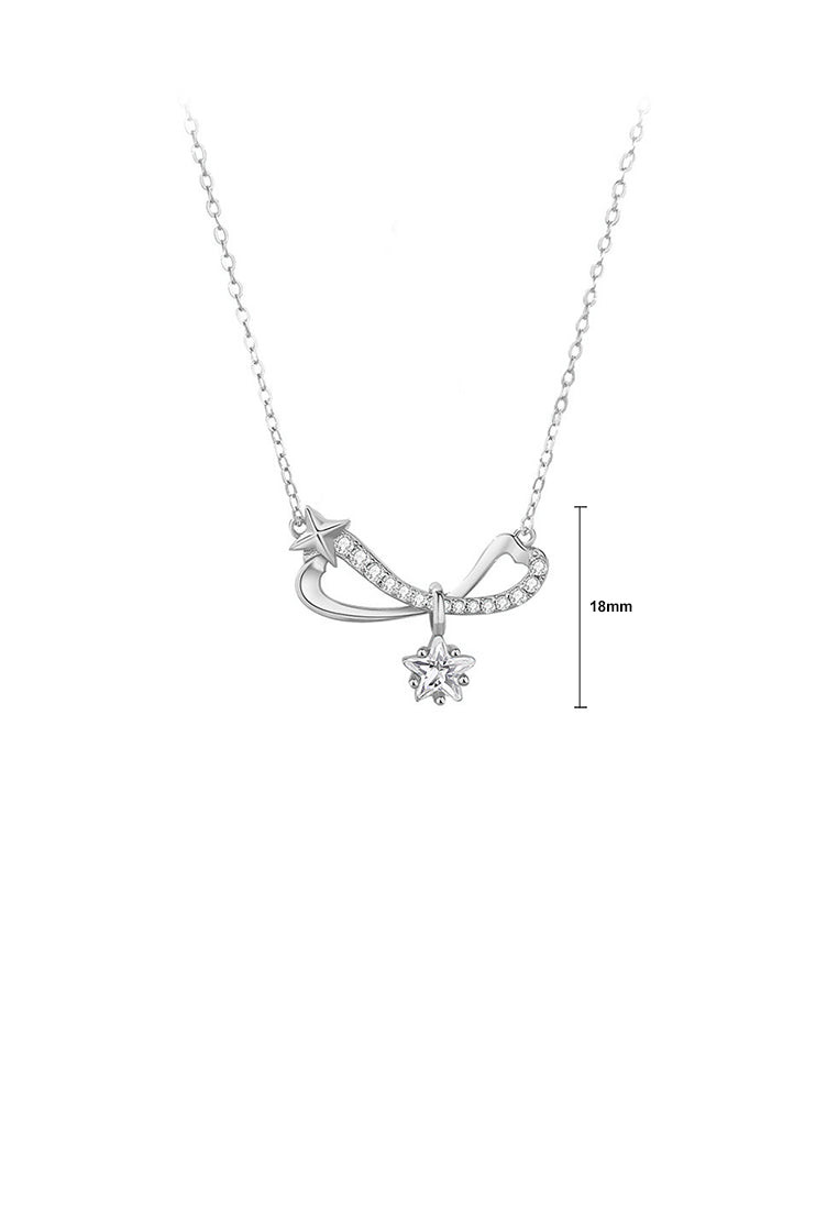 925 Sterling Silver Fashion and Creative Möbius Star Pendant with Cubic Zirconia and Necklace - Luxurious Look