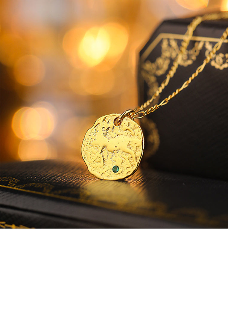 925 Sterling Silver Plated Gold Fashion Personality Irregular Geometric Pendant with Cubic Zirconia and Necklace - Luxurious Look