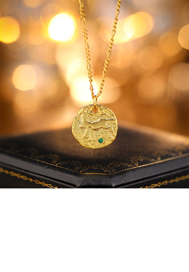 925 Sterling Silver Plated Gold Fashion Personality Irregular Geometric Pendant with Cubic Zirconia and Necklace - Luxurious Look