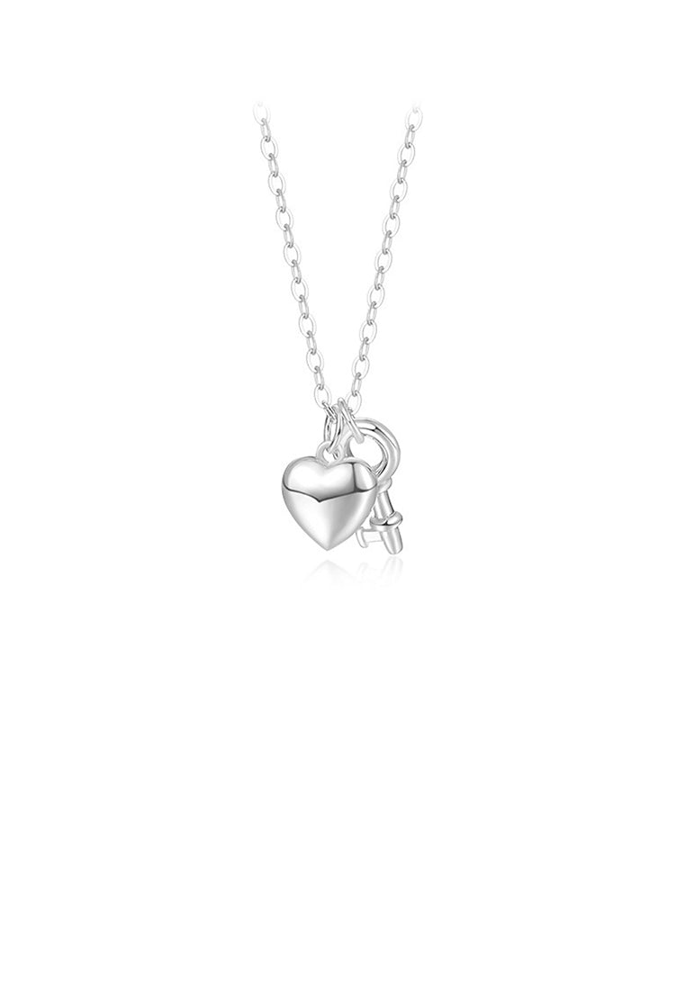 925 Sterling Silver Fashion Simple Heart-shaped Key Pendant with Necklace