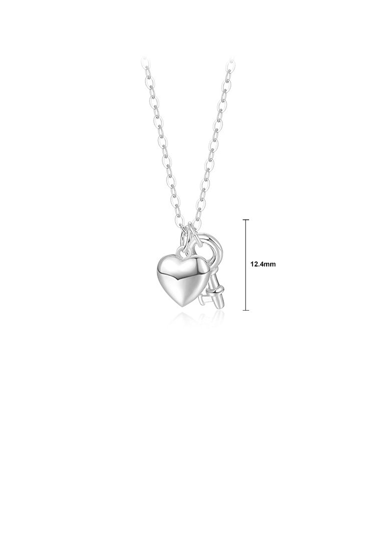 925 Sterling Silver Fashion Simple Heart-shaped Key Pendant with Necklace