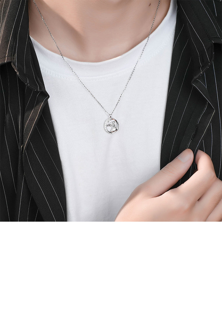 925 Sterling Silver Fashion and Creative Little Prince Pendant with Cubic Zirconia and Necklace - Luxurious Look