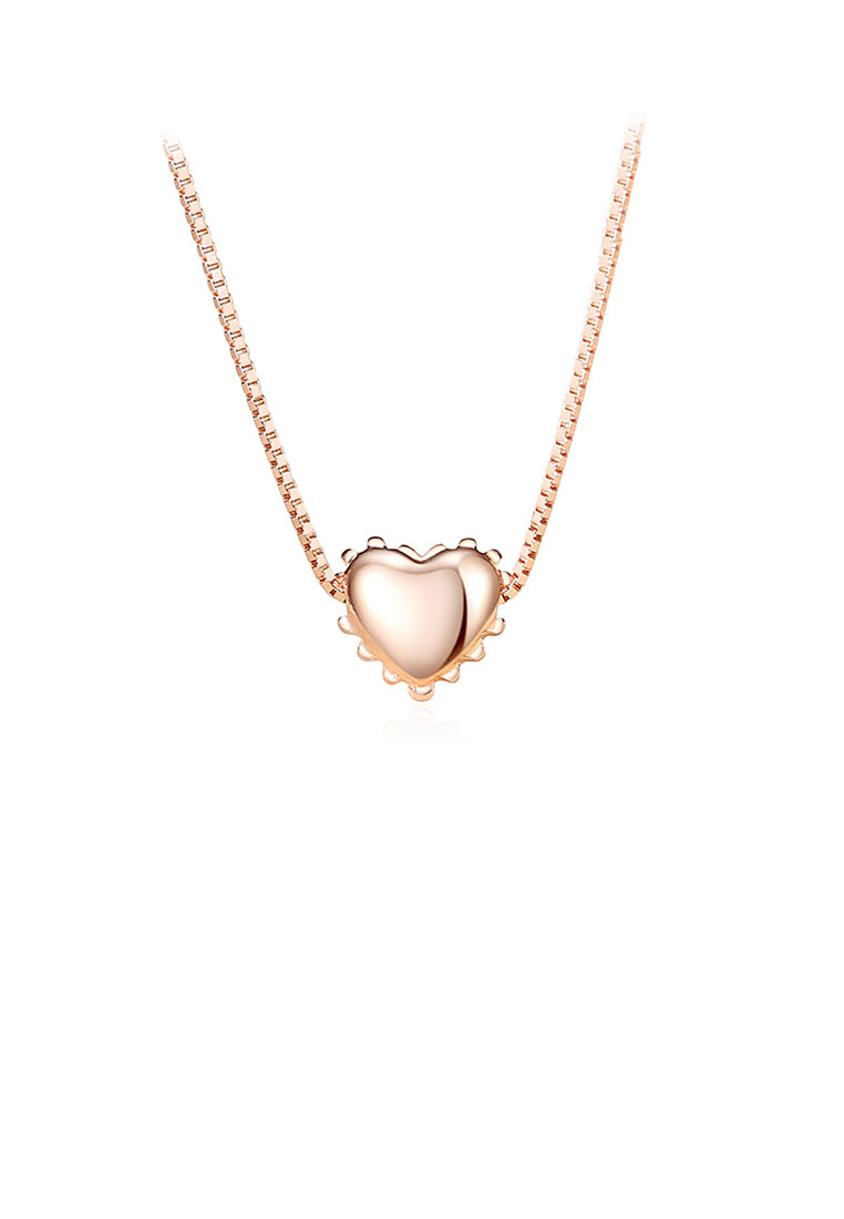 925 Sterling Silver Plated Rose Gold Simple and Fashion Heart-shaped Pendant with Necklace