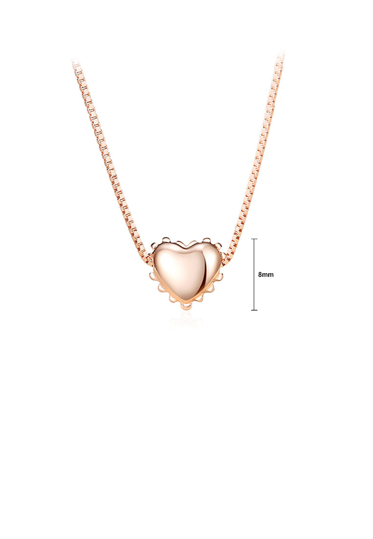925 Sterling Silver Plated Rose Gold Simple and Fashion Heart-shaped Pendant with Necklace