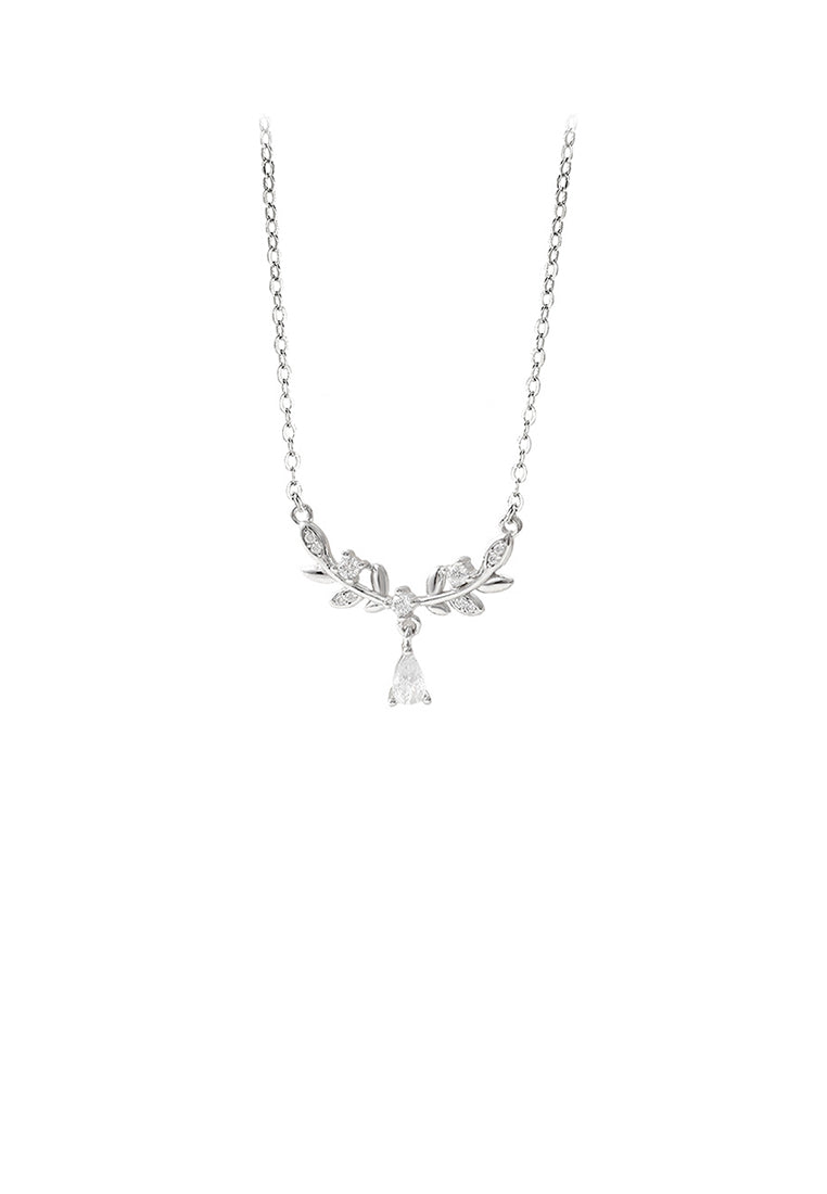 925 Sterling Silver Fashion Temperament Wheat Pendant with Cubic Zirconia and Necklace - Luxurious Look