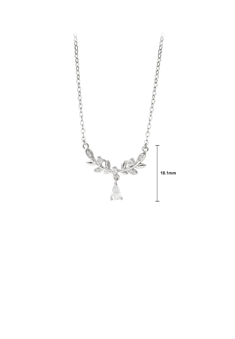 925 Sterling Silver Fashion Temperament Wheat Pendant with Cubic Zirconia and Necklace - Luxurious Look