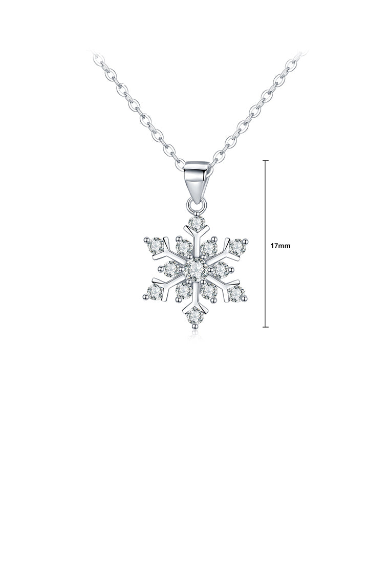 925 Sterling Silver Fashion Simple Snowflake Pendant with Cubic Zirconia and Necklace - Luxurious Look