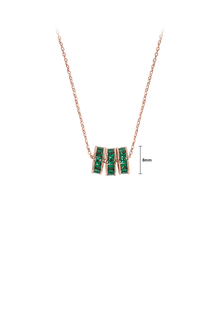 925 Sterling Silver Plated Rose Gold Fashion Simple Geometric Circle Pendant with Cubic Zirconia and Necklace - Luxurious Look