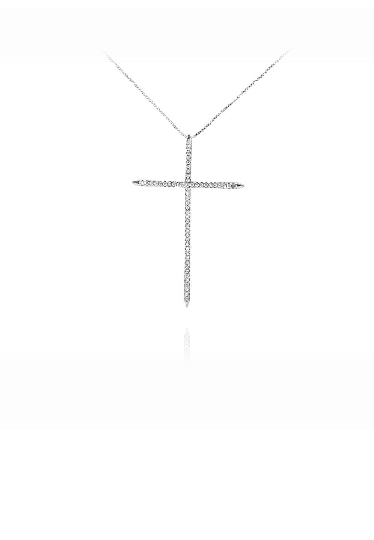 Simple Fashion Cross Pendant with Cubic Zirconia and Necklace - Luxurious Look